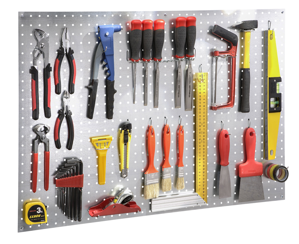 Tool wall panel with hooks